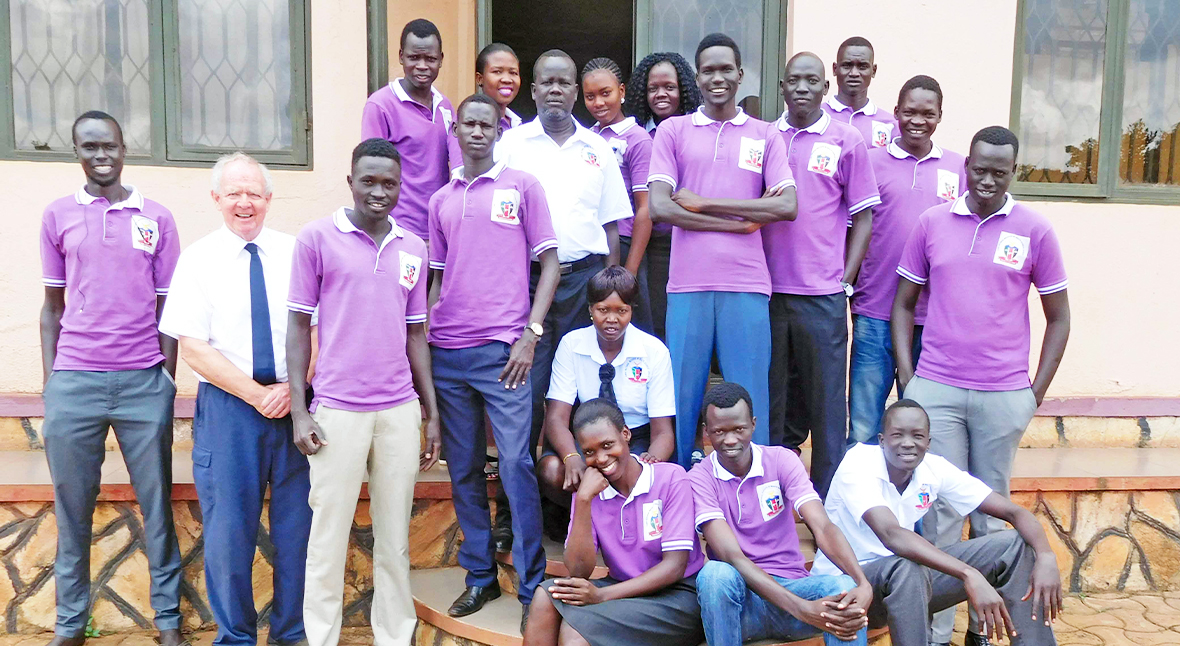 Sudanese Clinical Officers trained in Uganda, now serving in South Sudan.<br />In photo: retired pediatrician Dr. Robert Hilliard formerly of Sick Kids Toronto.